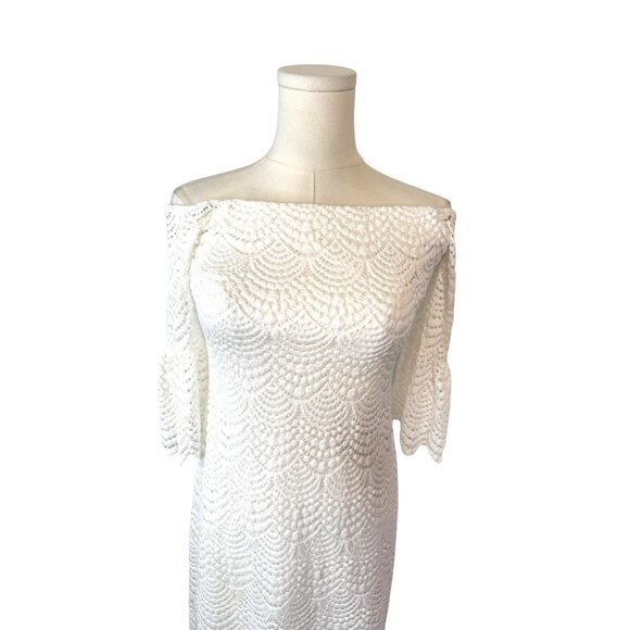 Lilly Pulitzer Size XS White Lace Off-Shoulder Dress Nylon & Polyester - Picture 3 of 16